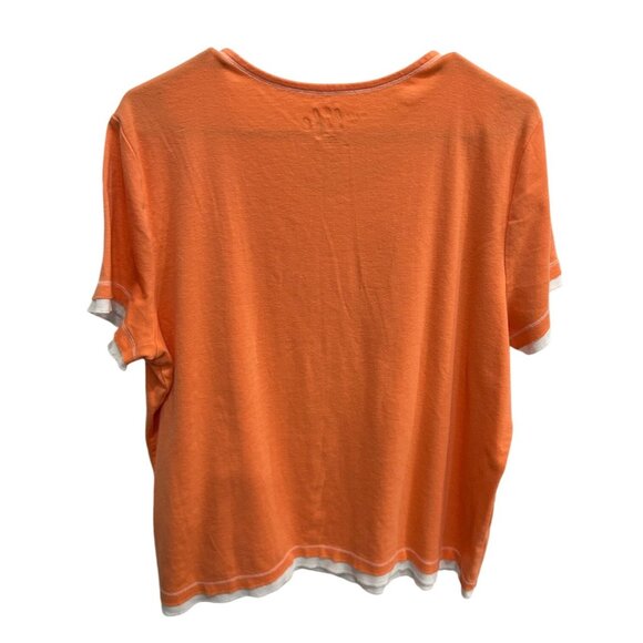 Made For Life  Orange White Short Sleeve V-Neck Top Sz 2X - Picture 2 of 8